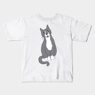 Grey Tuxedo Cat Sitting Pretty Kids T-Shirt